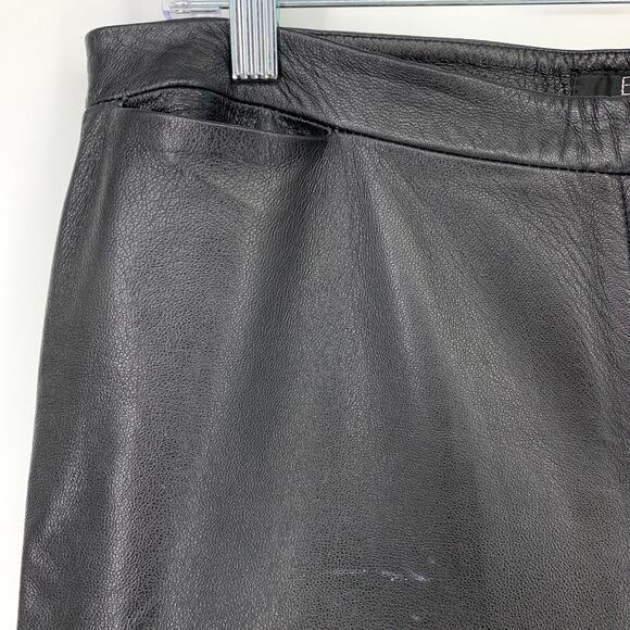 BCBGMAXAZRIA Y2K Women's Size 12 Low Rise Leather Pants Straight Leg Black - Picture 6 of 8